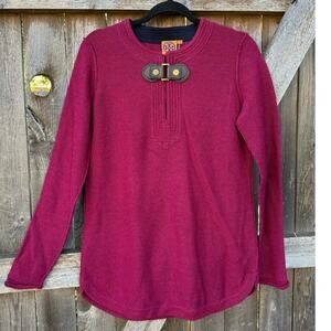 TORY BURCH tunic SWEATER pink medium acrylic wool alpaca leather